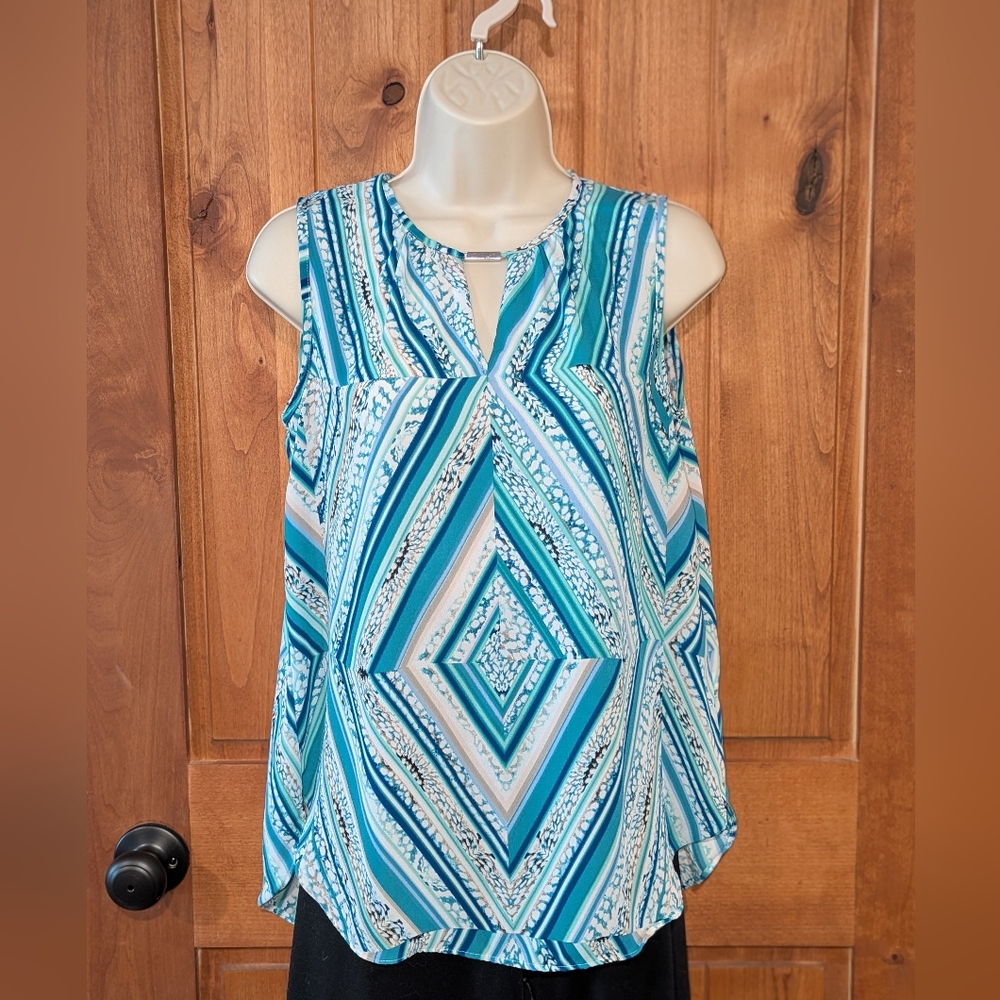 Mossimo Women's Blue Patterned Sleeveless Top